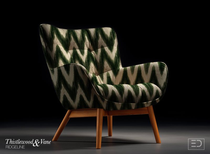 Spruce Ikat Chevron Fabric: Forest Green & Cream | Ridgeline Collection