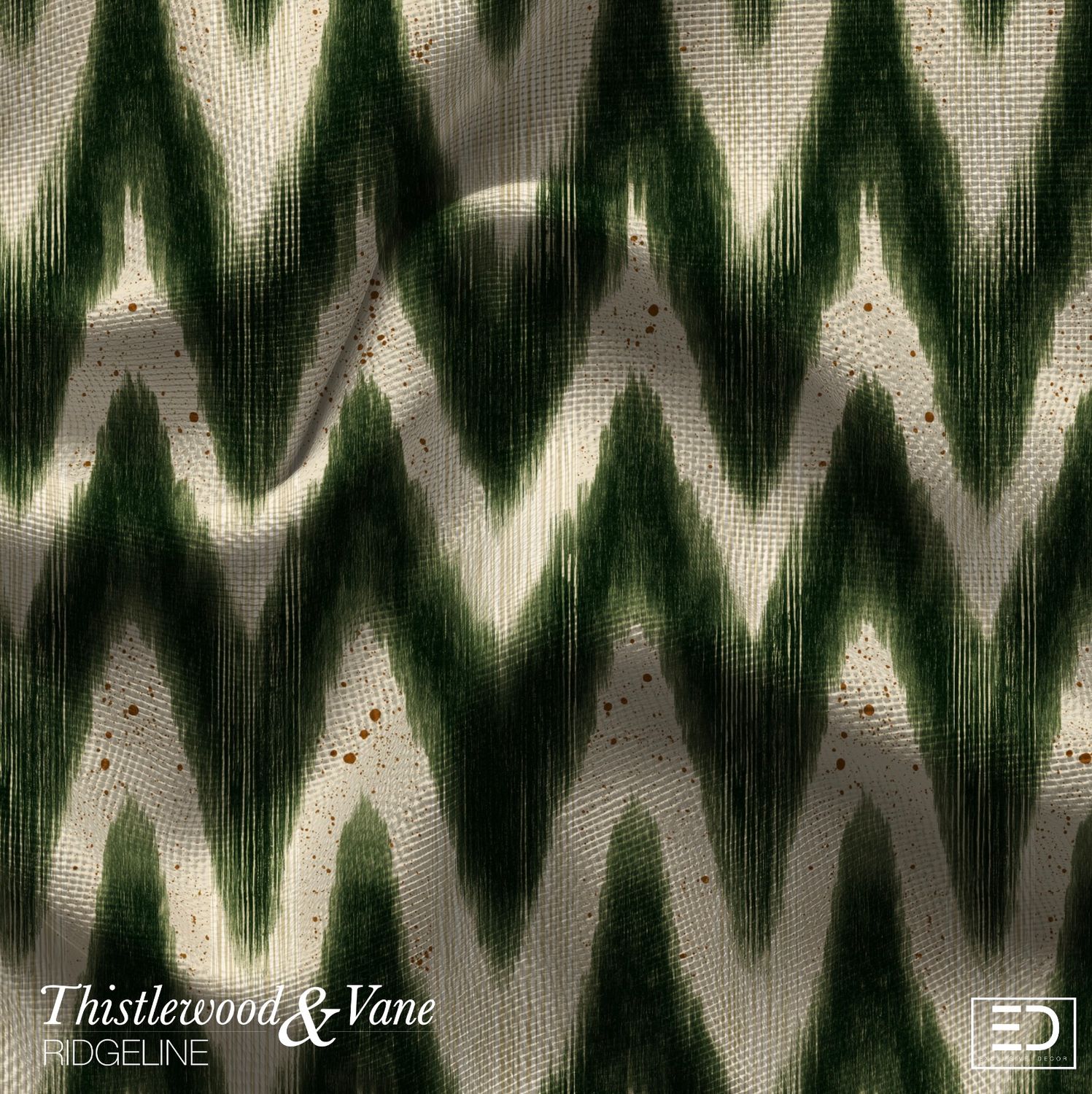 Spruce Ikat Chevron Fabric: Forest Green &amp; Cream | Ridgeline Collection