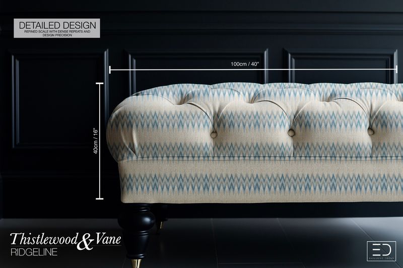Static Ikat Chevron Fabric: Pale Blue, Warm Grey & Cream | Ridgeline Collection