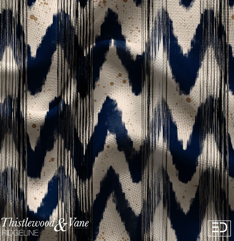 Anvil Ikat Chevron Fabric: Navy, Brass & Cream | Ridgeline Collection Anvil Ikat Chevron Fabric: Navy, Brass & Cream | Ridgeline Collection