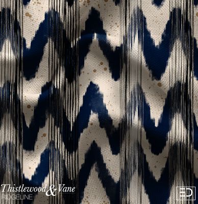 Anvil Ikat Chevron Fabric: Navy, Brass & Cream | Ridgeline Collection Anvil Ikat Chevron Fabric: Navy, Brass & Cream | Ridgeline Collection