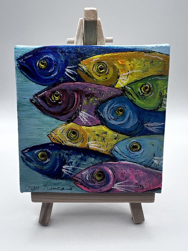 4 x 4 Canvas w/ Easel - Jan Kincaid, Name: Fish