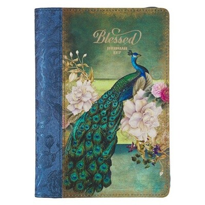 Journal Blue peacock with zipper
