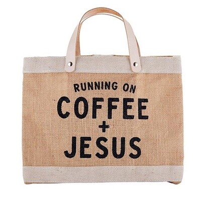 Running on Coffee and Jesus Mini Market Tote