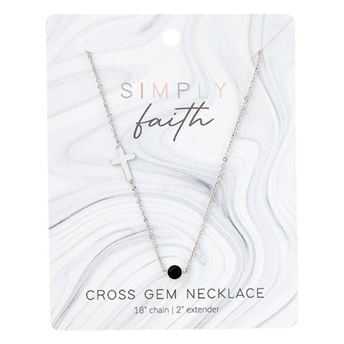 Cross Gem Necklace (Onyx)