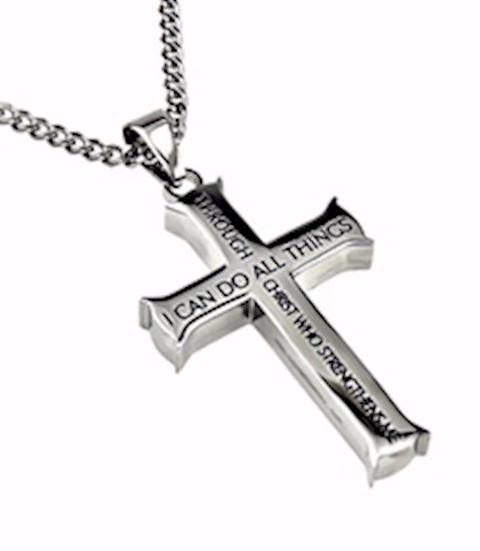 I Can Do All... Necklace Silver Iron Cross