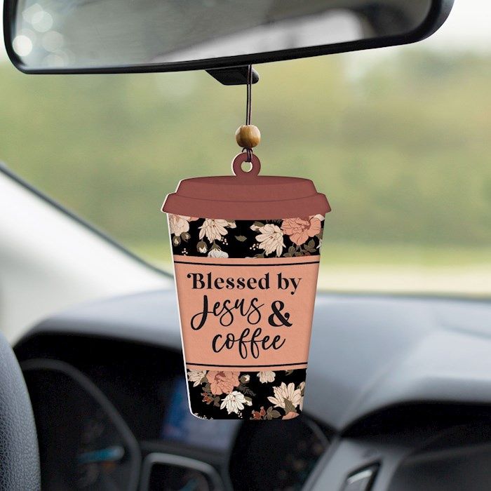 Blessed By Jesus and Coffee Air Freshner