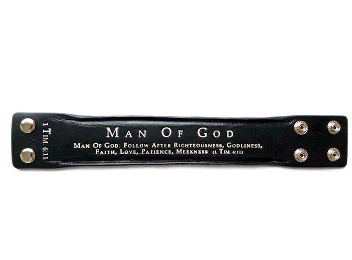 Man of God Black Leather Bracelet