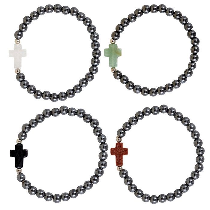 Hematite Cross (7.5&quot;) Bracelet