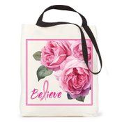 Believe Cancer Awareness Tote with Rose