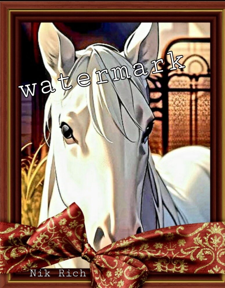 White horse art print instant download