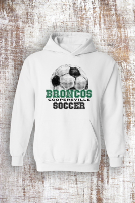 Halftone Soccer Unisex Sweatshirt - Hooded and Crewneck, Color: White, Sweatshirt Style: Hooded