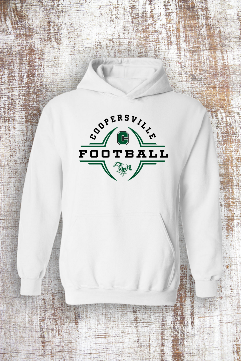 Coopersville Football Unisex Hoodie, Color: White
