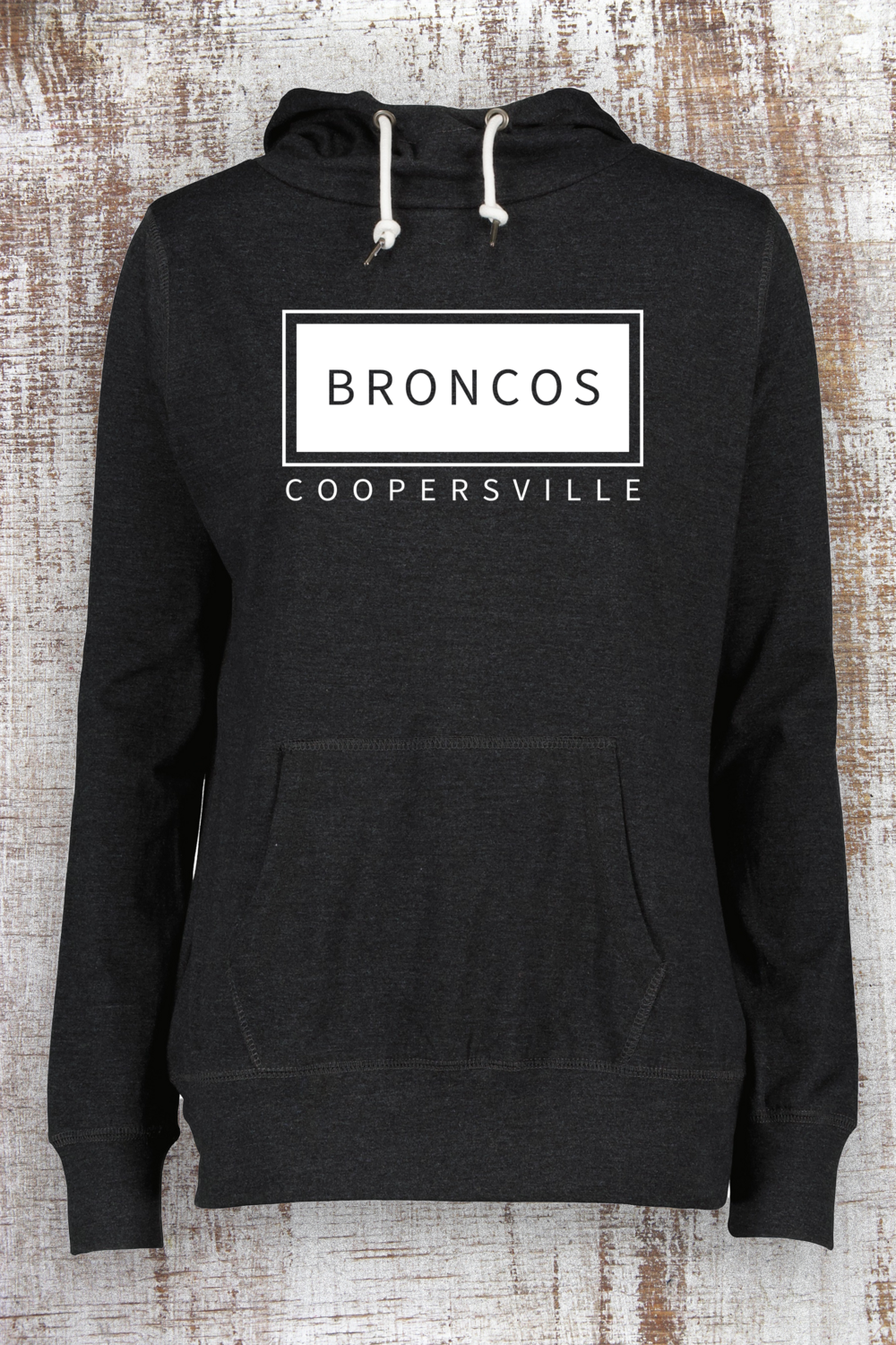 Ladies&#39; Simple Funnel Neck Hoodie, Color: Black Heather