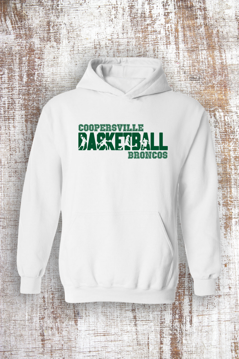 Basketball Silhouette Sweatshirt - hooded and crew, Color: White, Sweatshirt Style: Hooded