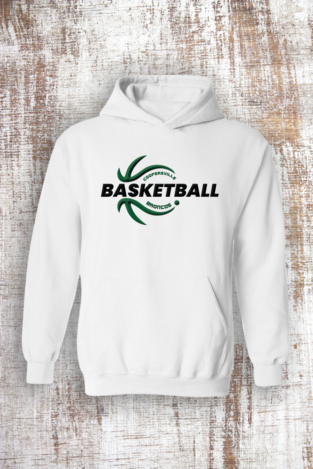 Basketball Swirled Sweatshirt - hooded and crew, Color: White, Sweatshirt Style: Hooded
