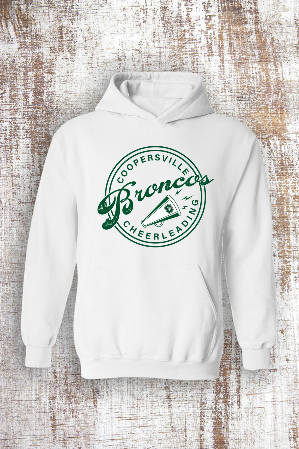 Broncos Circle Cheer Hooded and Crew Sweatshirt, Color: White Hooded