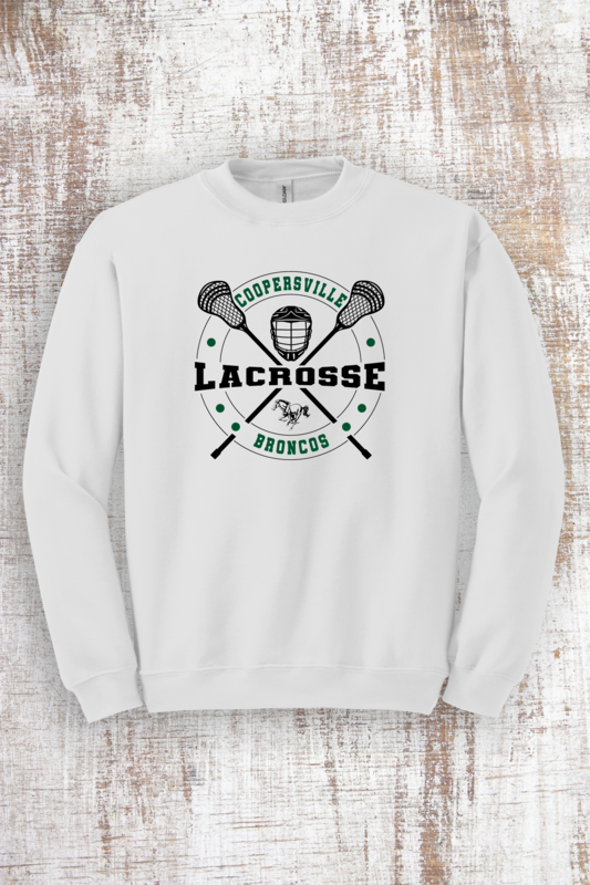 Coopersville Lacrosse Cross Sticks Sweatshirt - hooded and crew
