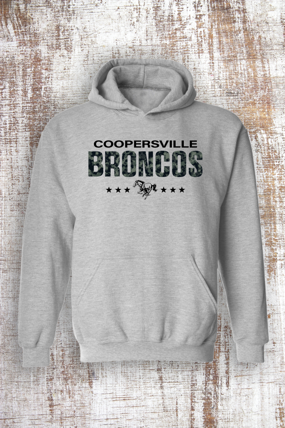 Camo Stars Sweatshirt - hooded and crew, Color: Sport Grey hooded