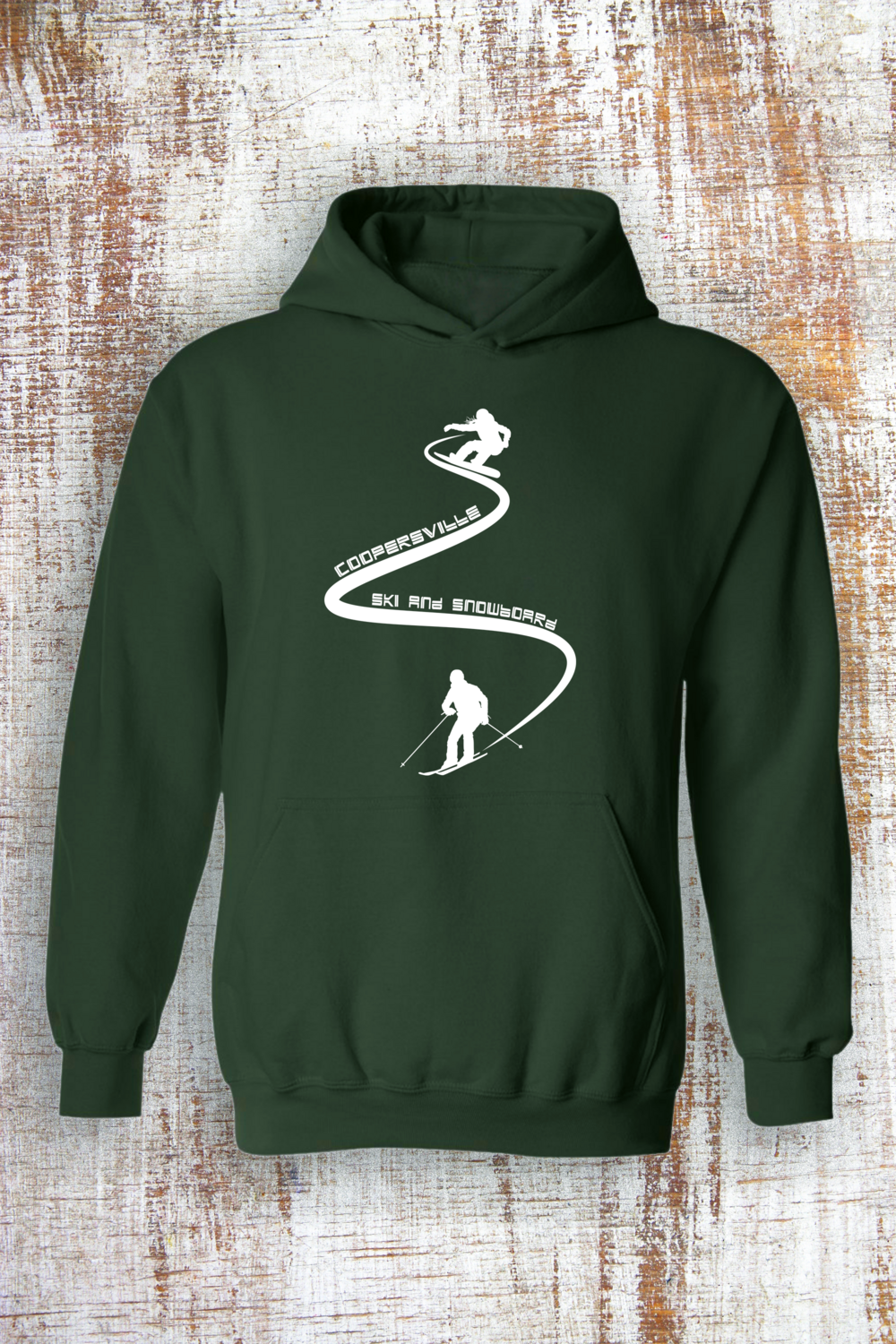 Coopersville Ski and Snowboard Slopes Hoodie, Color: Green