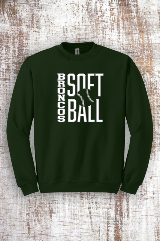 Broncos White Embossed Softball Sweatshirt - hooded and crew
