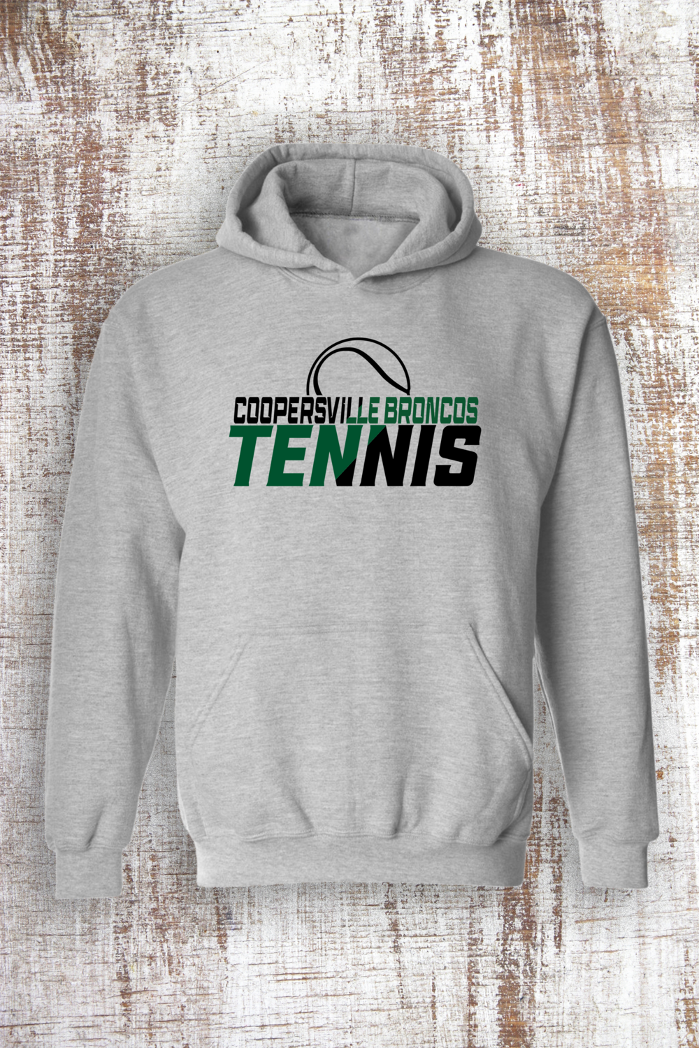 Tennis Slant Sweatshirt -  Hooded and Crew, Color: Sport Grey, Sweatshirt Style: Hooded