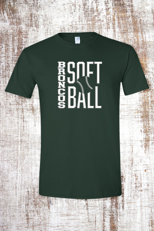 Broncos White Embossed Softball Short Sleeve T-Shirt