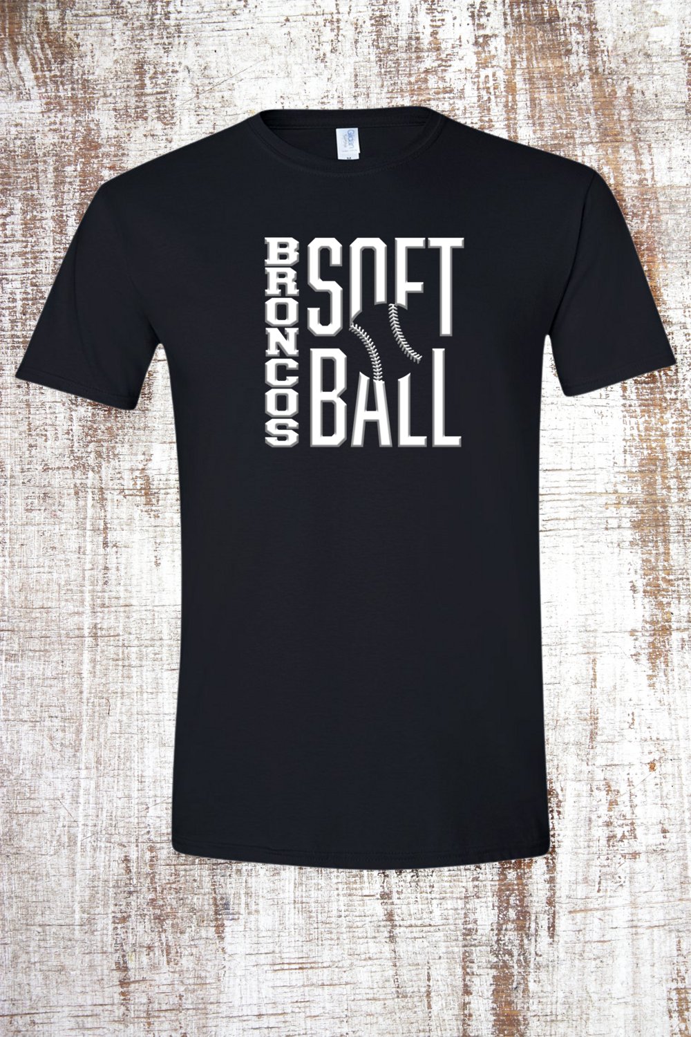 Broncos White Embossed Softball Short Sleeve T-Shirt, Color: Black