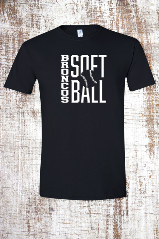 Broncos White Embossed Softball Short Sleeve T-Shirt
