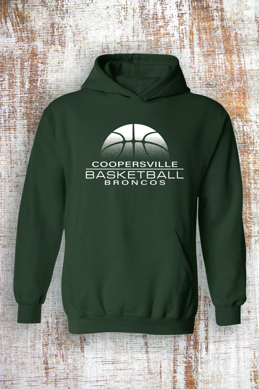 Broncos Ombre Basketball Sweatshirt - hooded and crew, Color: Forest Green, Sweatshirt Style: Hooded