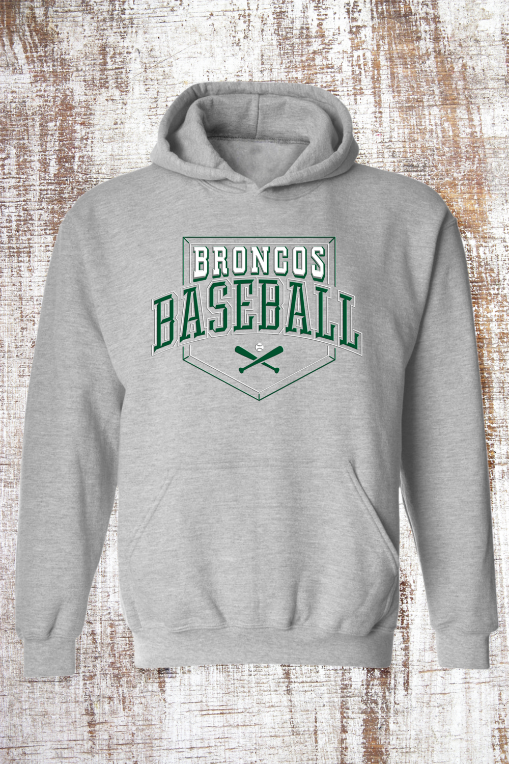 Broncos 2-tone Baseball Sweatshirt - hooded and crew, Color: Sport Grey, Sweatshirt Style: Hooded