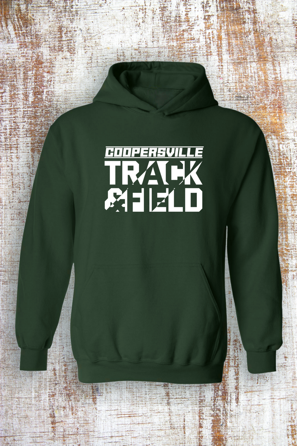 Broncos Track and Field Sweatshirt - hooded and crew, Color: Forest Green, Sweatshirt Style: Hooded