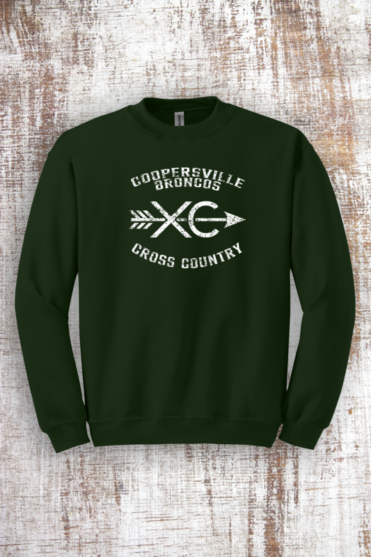 Distressed Broncos Cross Country Sweatshirt - hooded and crew