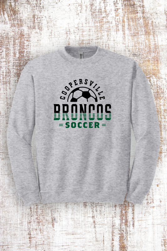 Coopersville Bronco Soccer Slats Sweatshirt - hooded and crew