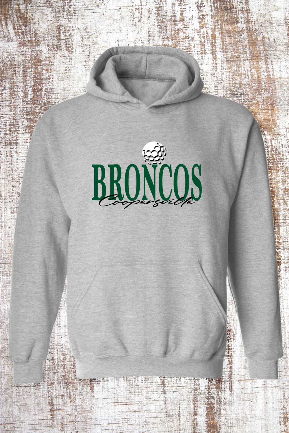 Broncos Golf Tee Sweatshirt - hooded and crew, Color: Sport Grey, Sweatshirt Style: Hooded