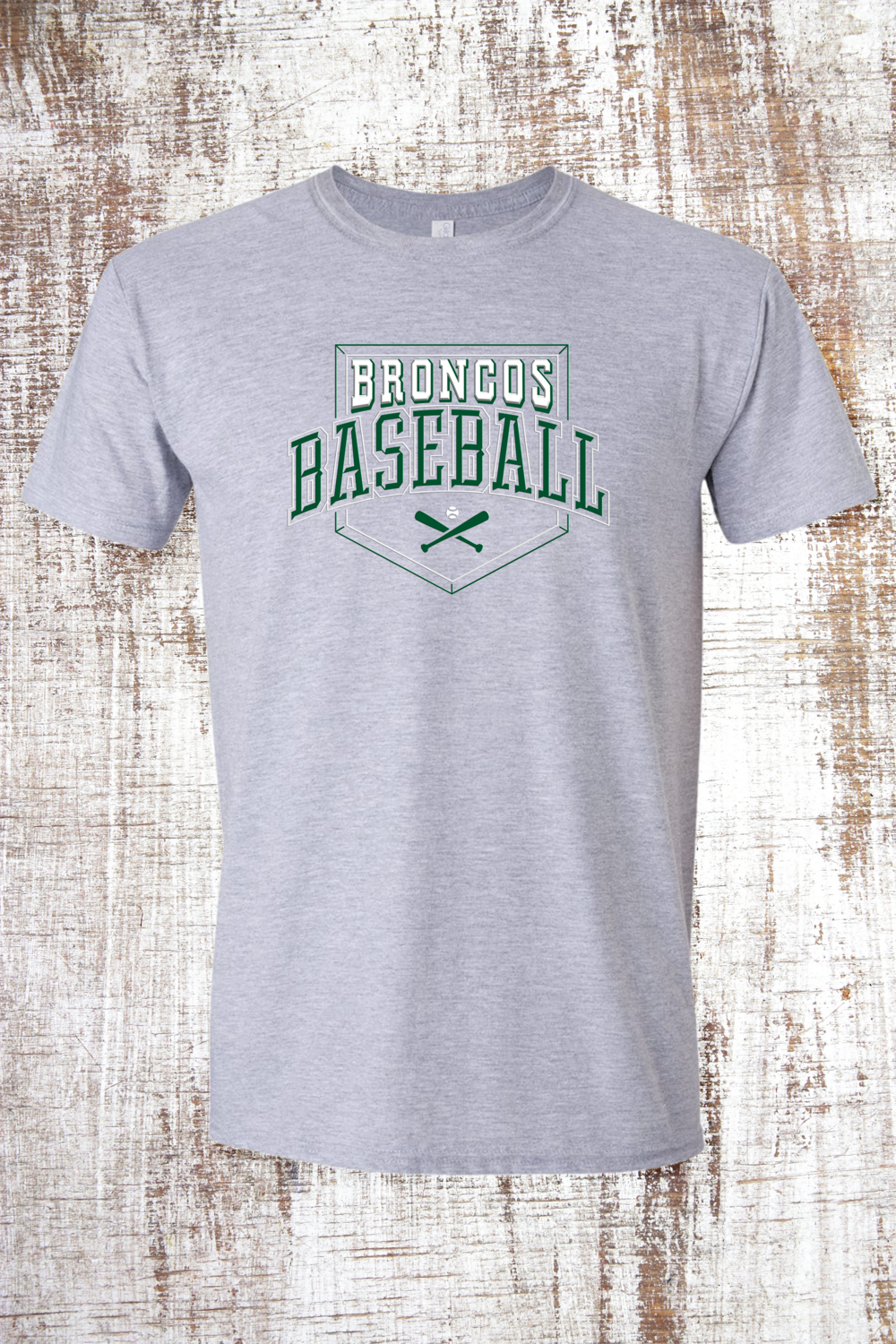 Broncos 2-Tone Baseball Short Sleeve T-Shirt, Color: Sport Grey