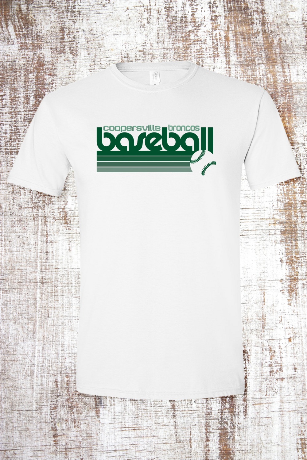 Retro Baseball Short Sleeve T-Shirt, Color: White