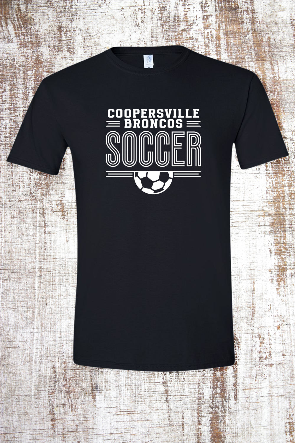 Coopersville Broncos Loopy Soccer Short Sleeve T-Shirt, Color: Black
