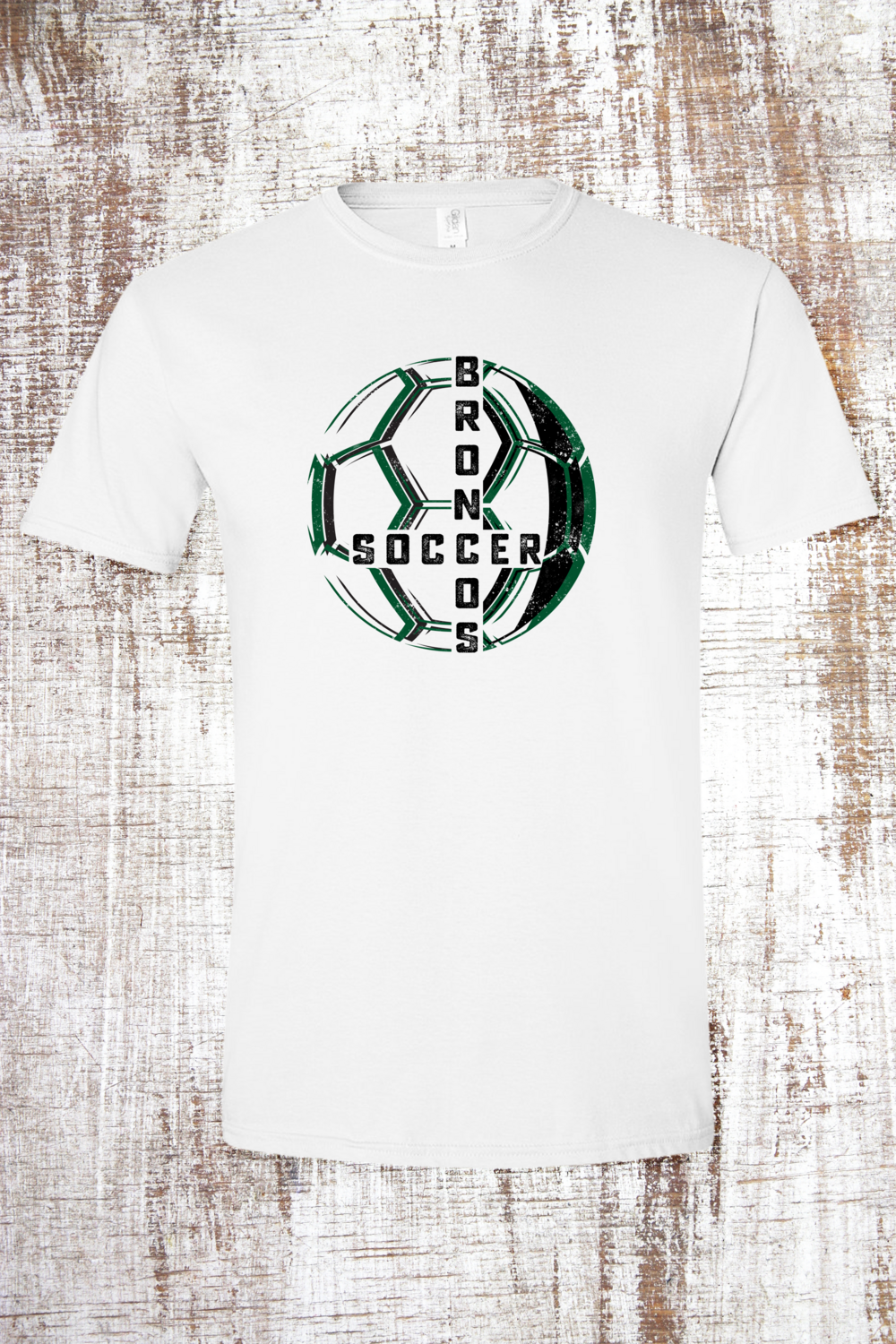 Distressed Soccer Short Sleeve T-Shirt, Color: White