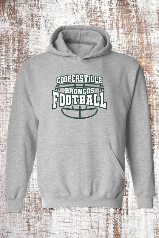 Coopersville Football Helmet Sweatshirt - hooded and crew