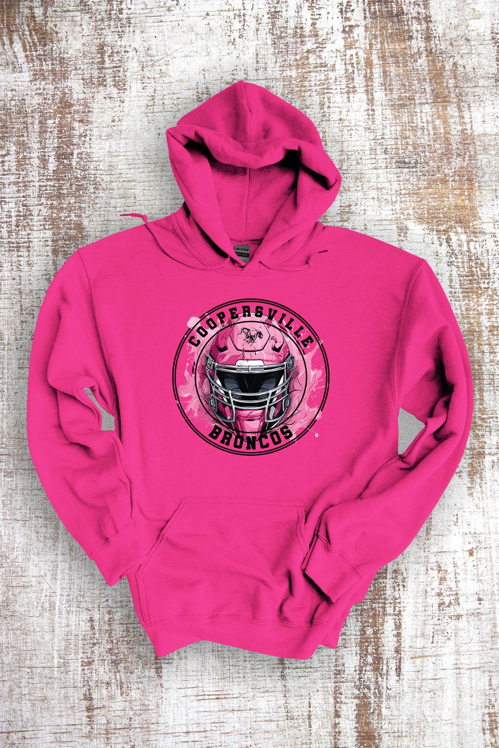Pink Out Broncos Football Hoodies, Pink Out Graphic: Splatter Helmet