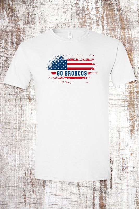 Coopersville Distressed American Flag Go Broncos Short Sleeve T-Shirt