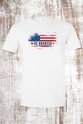 Coopersville Distressed American Flag Go Broncos Short Sleeve T-Shirt