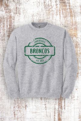 Distressed Broncos Circle Sweatshirt - hooded and crew