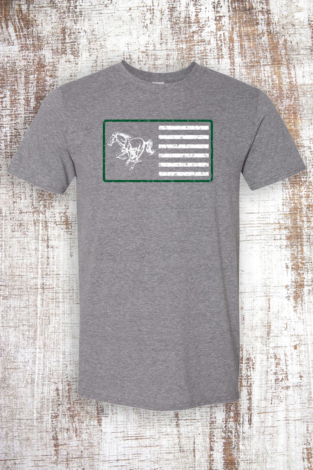 Bronco and Stripes Short Sleeve T-Shirt, Color: Sport Grey