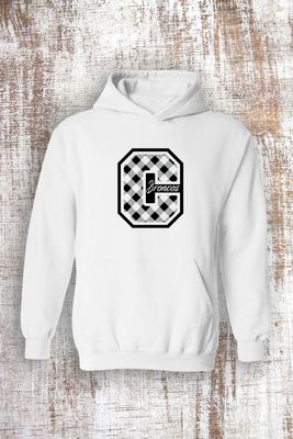 Black and White Buffalo Plaid Sweatshirt - hooded and crew, Color: White, Sweatshirt Style: Hooded