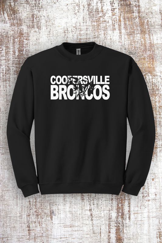 White GLITTER Broncos Cut Out Sweatshirt - hooded and crew