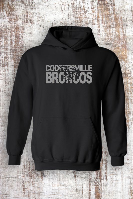 Grey GLITTER Broncos Cut Out Sweatshirt - hooded and crew