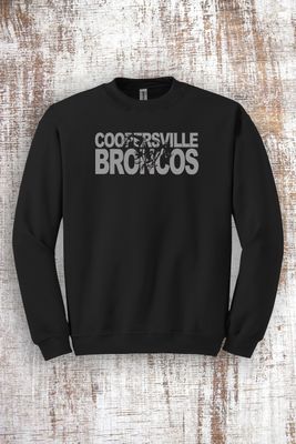 Grey GLITTER Broncos Cut Out Sweatshirt - hooded and crew