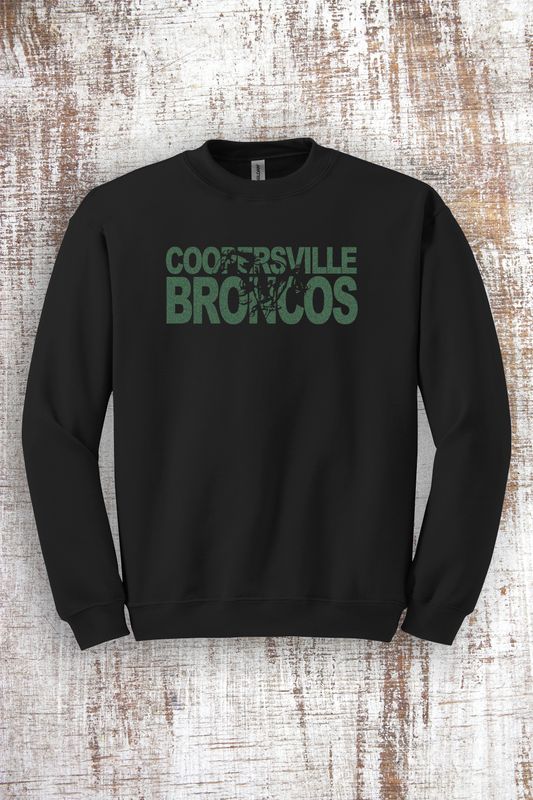 Green GLITTER Broncos Cut Out Sweatshirt - hooded and crew
